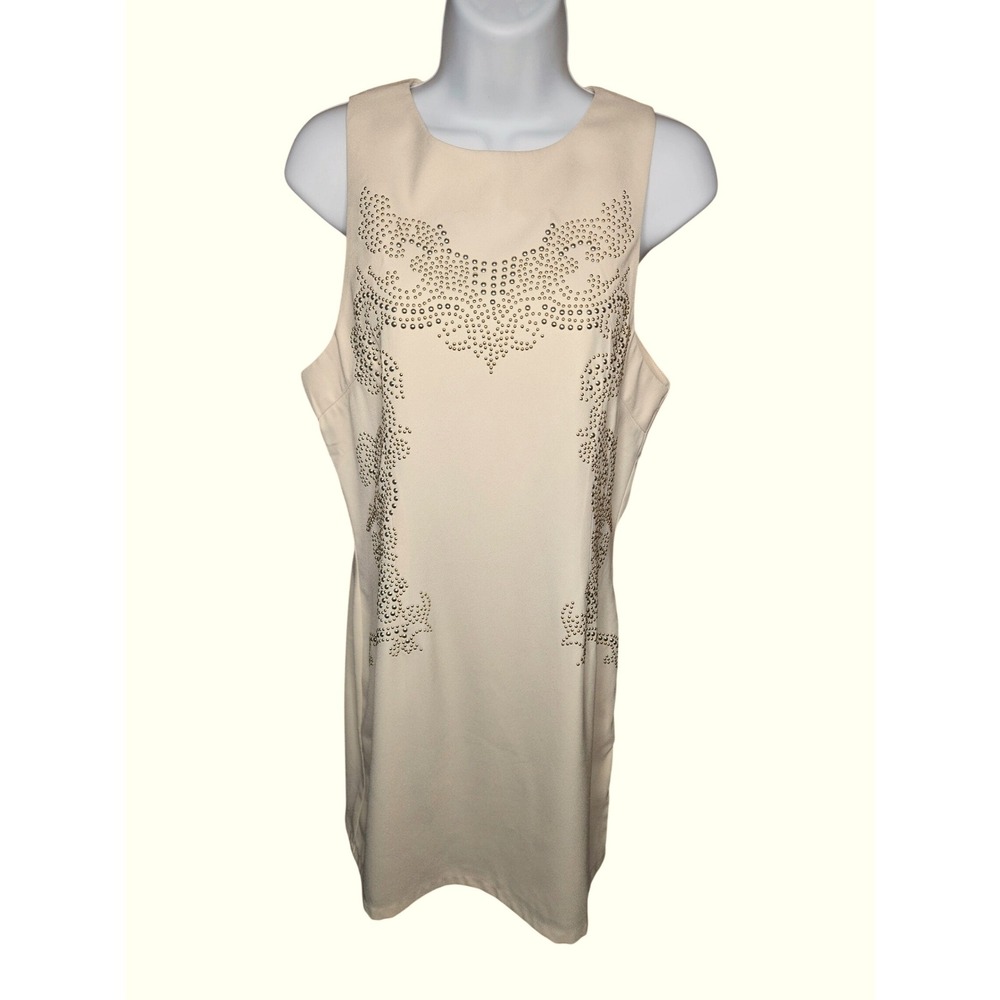Lush Sz M Ecru Gold Studded Western Embellished Tank Dress Sleeveless #581‎ - Picture 2 of 9